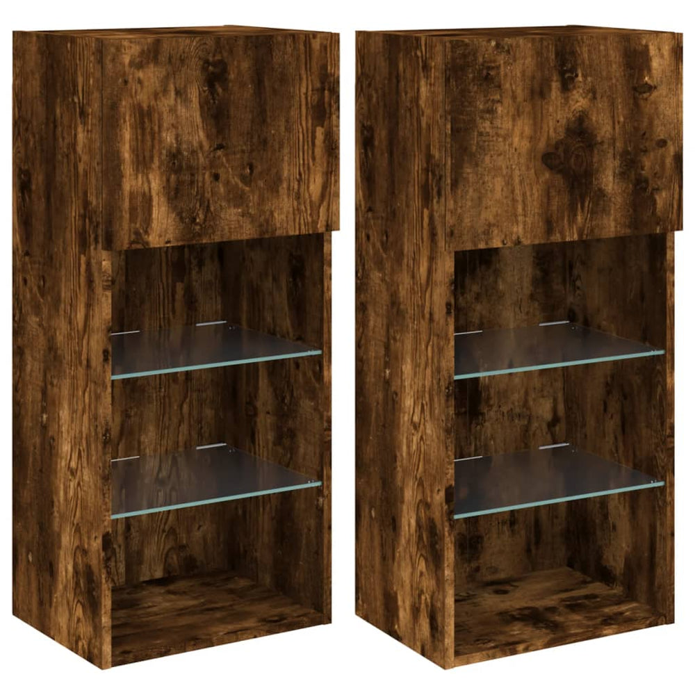 TV-Schränke mit LED Räuchereiche 2er-Set