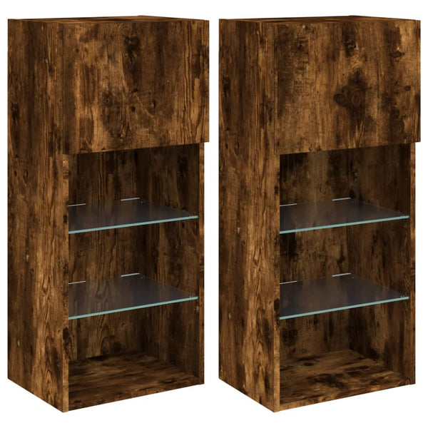 TV-Schränke mit LED Räuchereiche 2er-Set