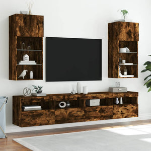 TV-Schränke mit LED Räuchereiche 2er-Set