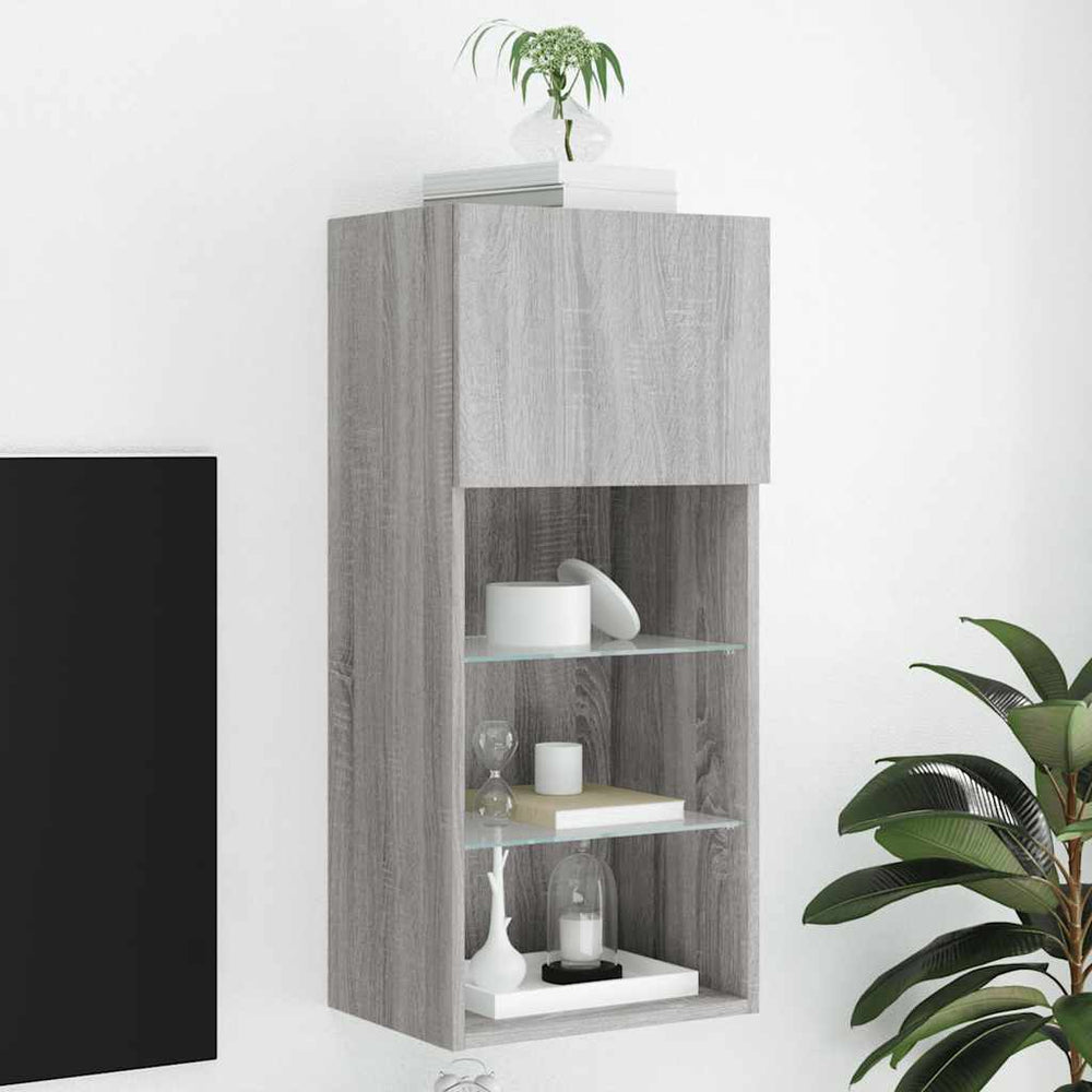 Meuble TV vidaXL avec lumières LED gris Sonoma 40,5x30x90 cm