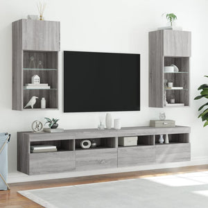 TV-Schränke mit LED-Leuchten Grau Sonoma