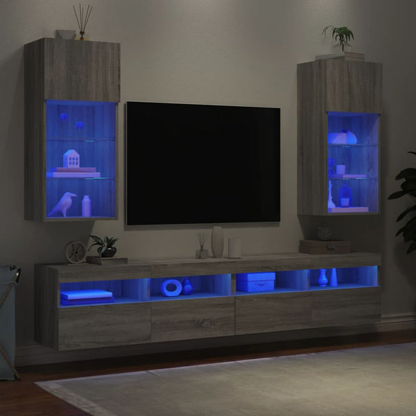TV-Schränke mit LED-Leuchten Grau Sonoma