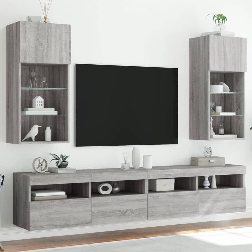 TV-Schränke mit LED-Leuchten Grau Sonoma