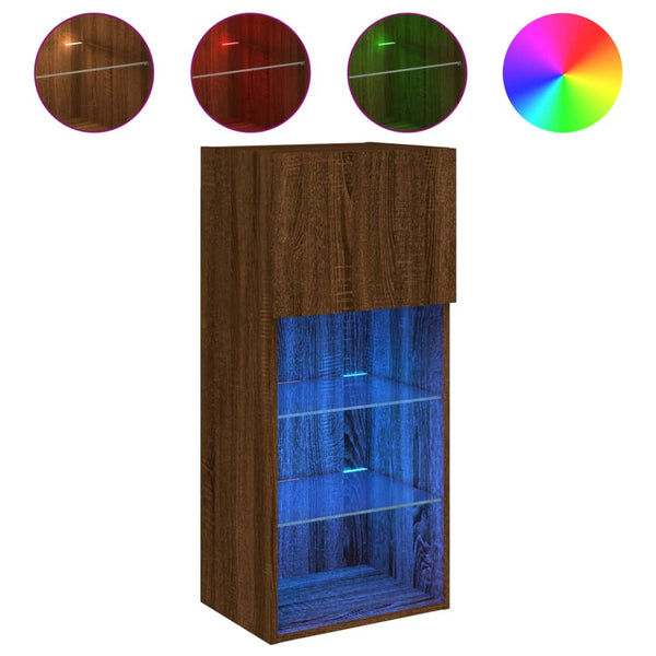 TV-Schrank mit LED Braun Eichen-Optik 90cm
