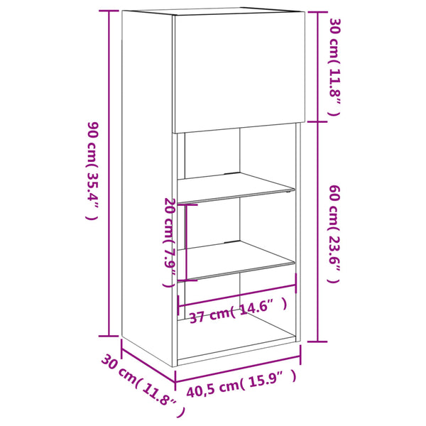 TV-Schrank mit LED Braun Eichen-Optik 90cm