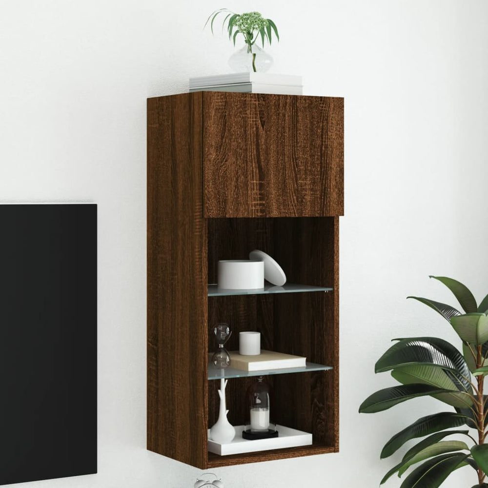TV-Schrank mit LED Braun Eichen-Optik 90cm
