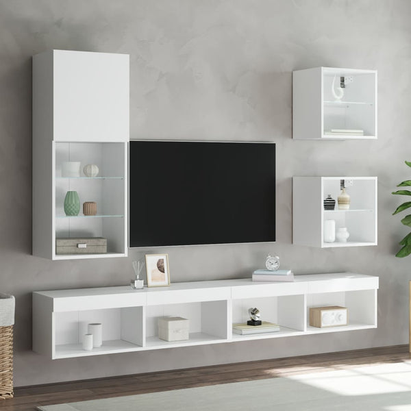 TV-Schrank Weiß mit LED-Leuchten