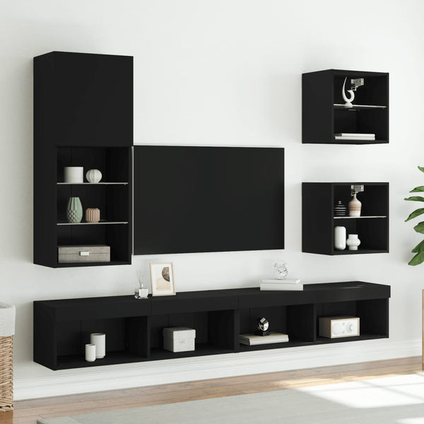 TV-Schrank mit LED Schwarz 102cm