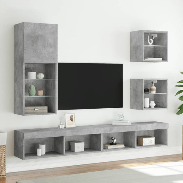 TV-Schrank mit LED Betongrau 102 cm