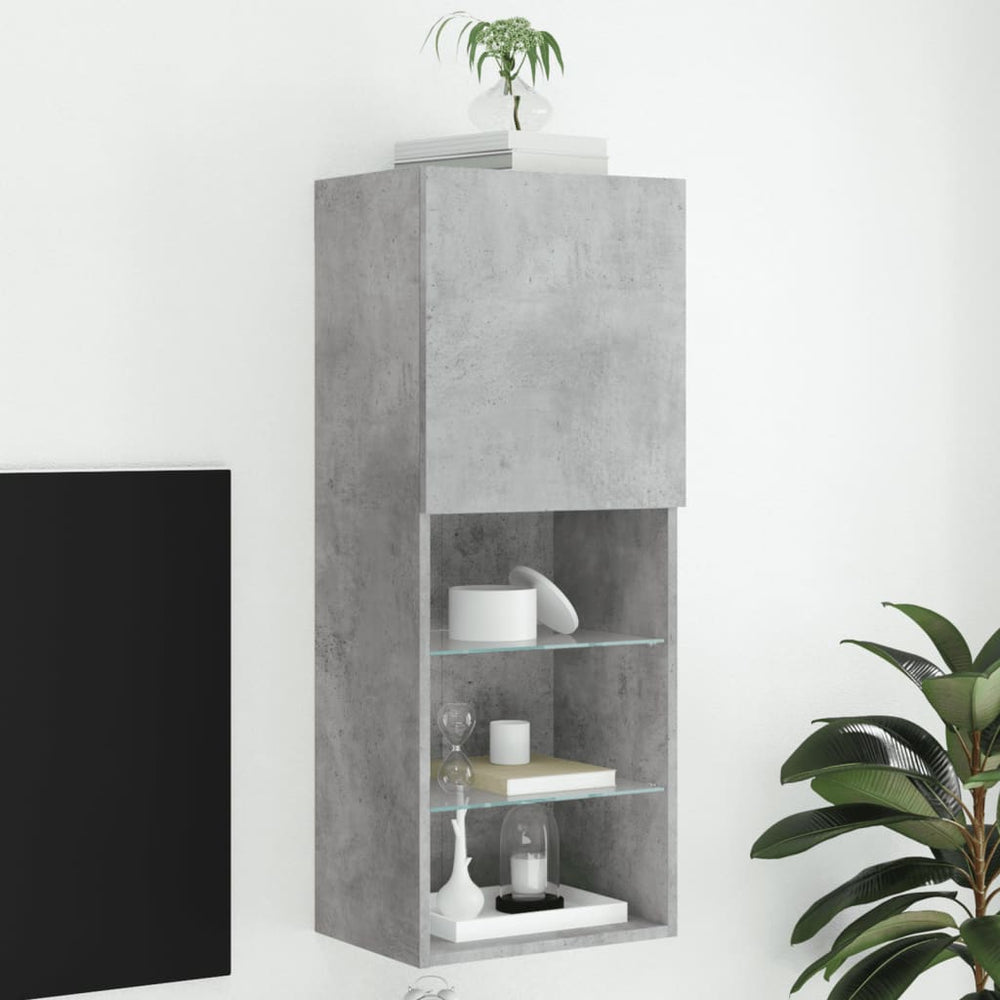 TV-Schrank mit LED Betongrau 102 cm
