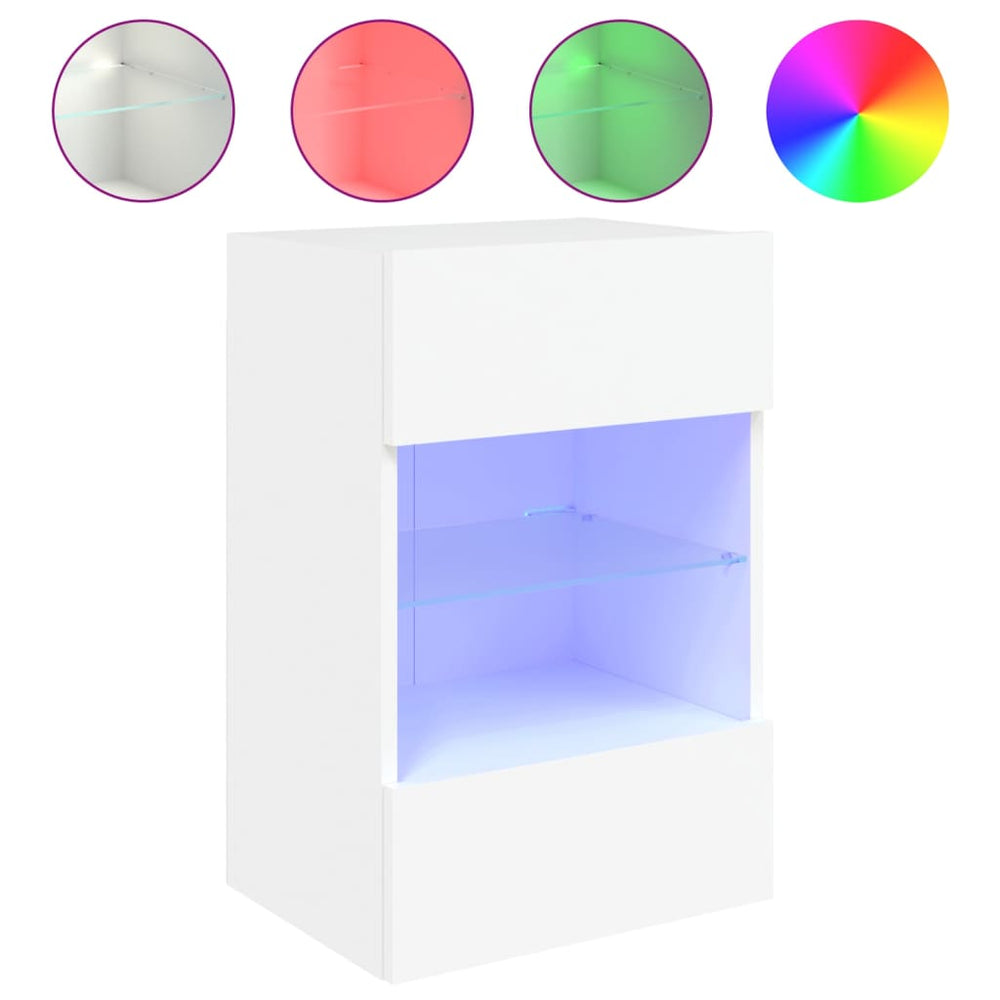 Meuble TV mural vidaXL avec lumières LED Blanc 40x30x60,5 cm