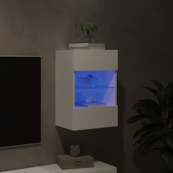 Weiße TV-Wandkonsole mit LED