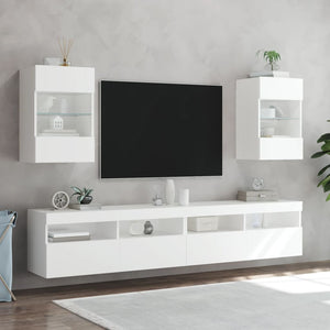 Weiße TV-Wandkonsole mit LED