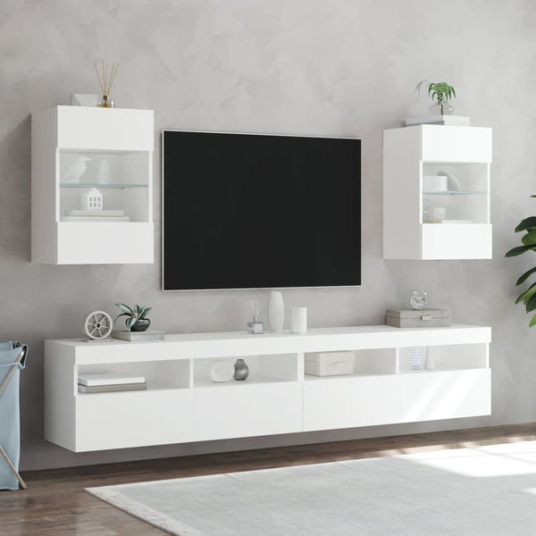 Weiße TV-Wandkonsole mit LED
