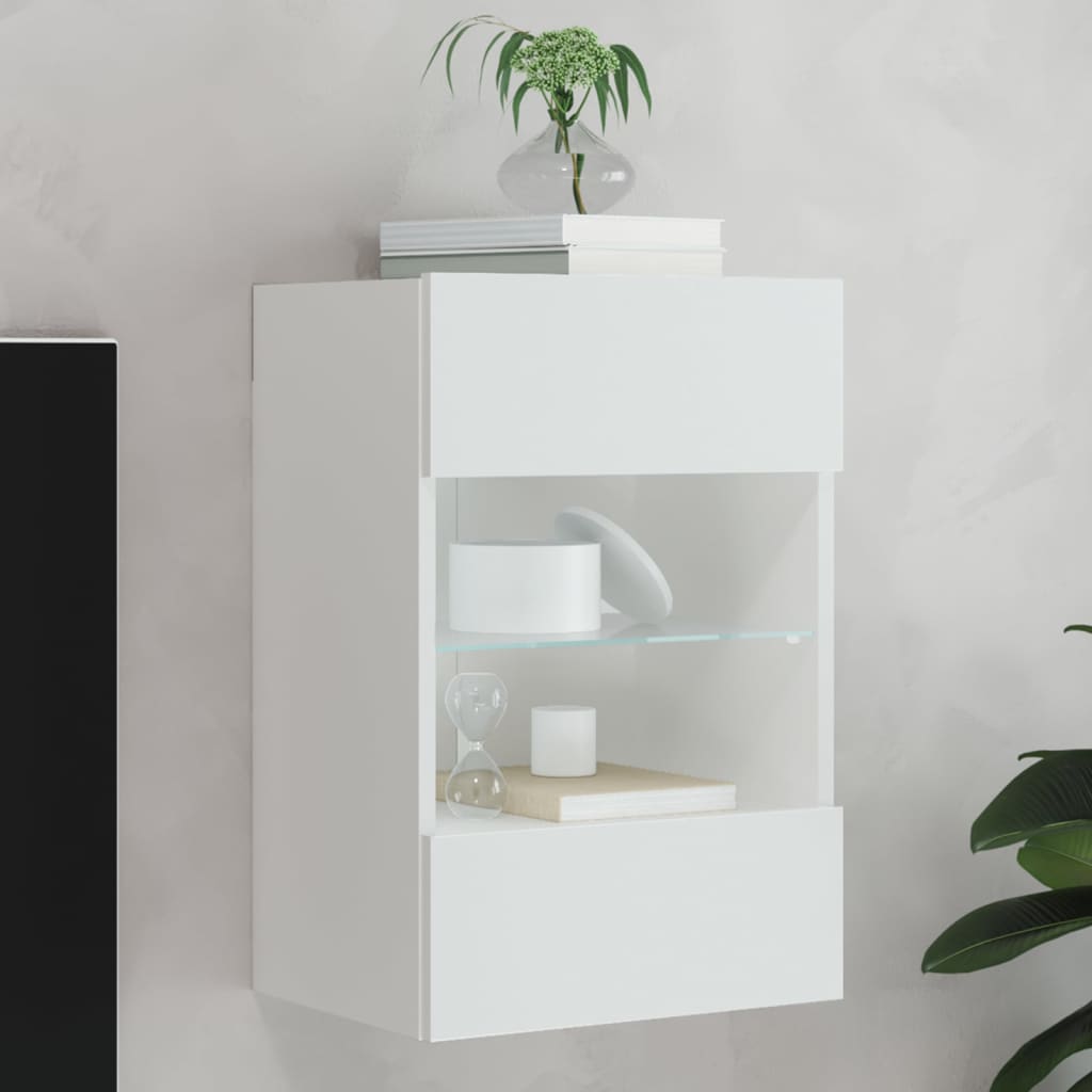 Weiße TV-Wandkonsole mit LED