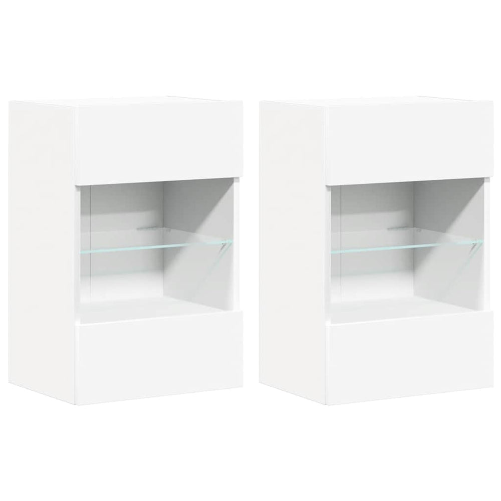 LED Wandschränke für TV, 2er-Set, Weiß, 40 cm