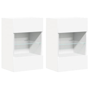 LED Wandschränke für TV, 2er-Set, Weiß, 40 cm