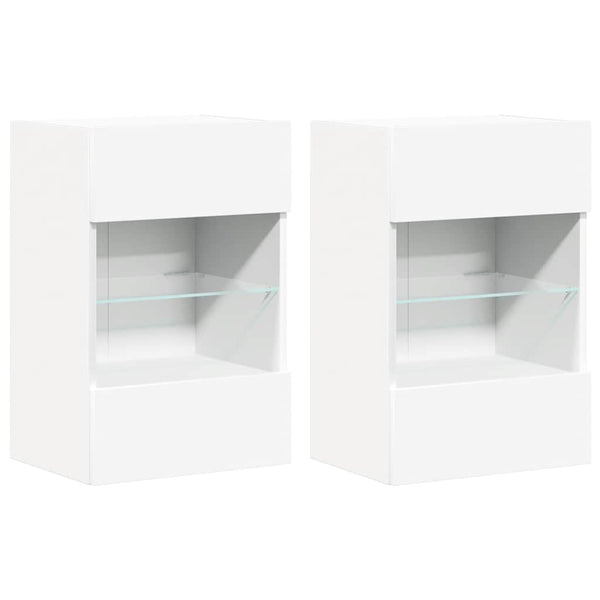 LED Wandschränke für TV, 2er-Set, Weiß, 40 cm