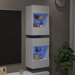 LED Wandschränke für TV, 2er-Set, Weiß, 40 cm