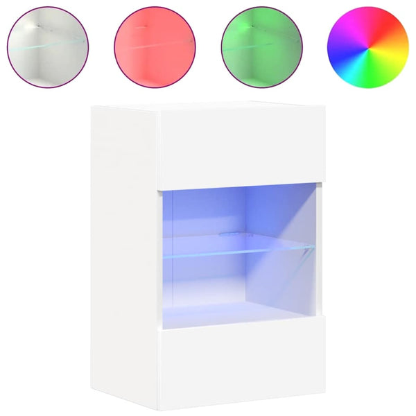 LED Wandschränke für TV, 2er-Set, Weiß, 40 cm