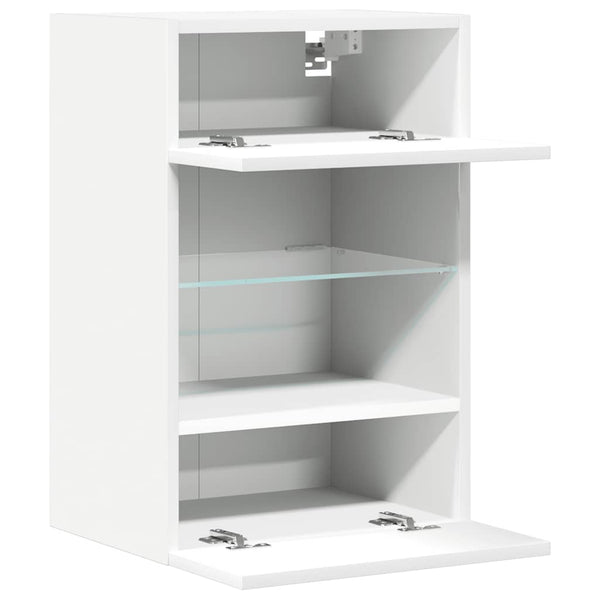 LED Wandschränke für TV, 2er-Set, Weiß, 40 cm