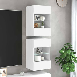 LED Wandschränke für TV, 2er-Set, Weiß, 40 cm