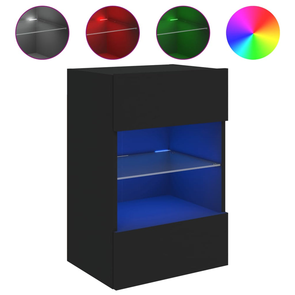 Schwarzer TV-Wandschrank mit LED