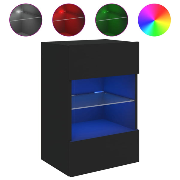 Schwarzer TV-Wandschrank mit LED