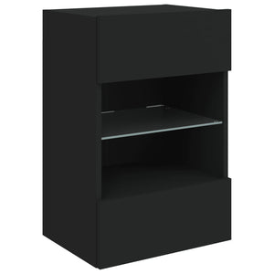 Schwarzer TV-Wandschrank mit LED