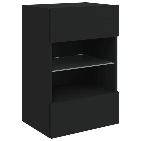 Schwarzer TV-Wandschrank mit LED