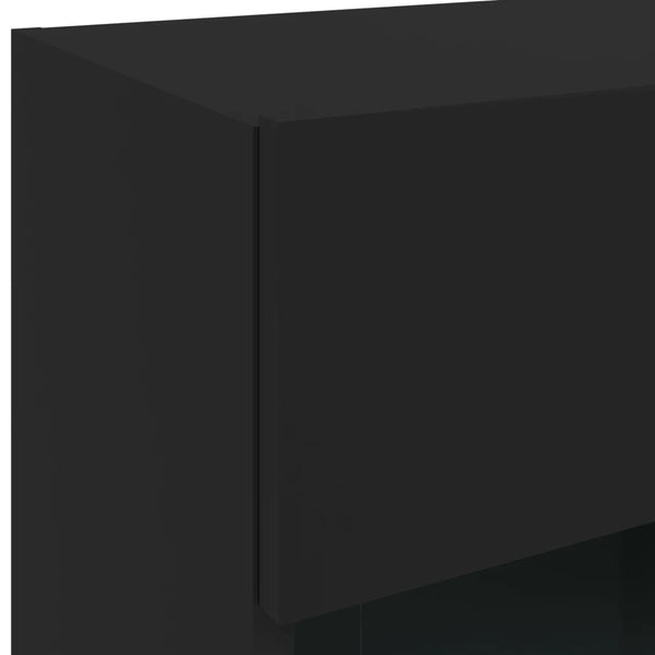 Schwarzer TV-Wandschrank mit LED