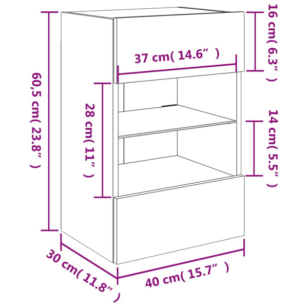 Schwarzer TV-Wandschrank mit LED