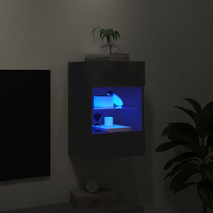 Schwarzer TV-Wandschrank mit LED