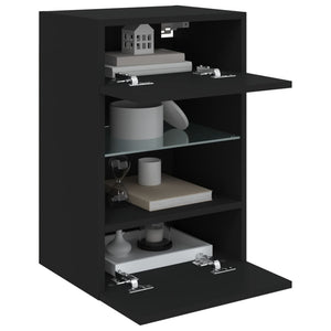 Schwarzer TV-Wandschrank mit LED