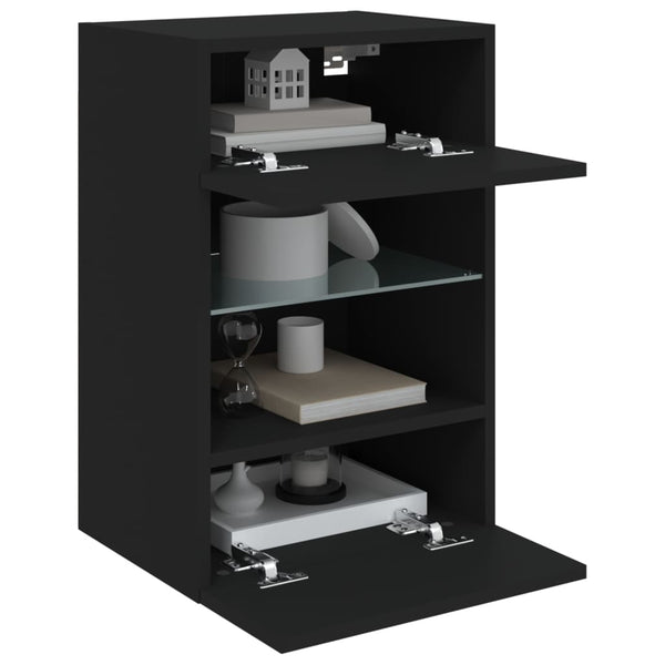 Schwarzer TV-Wandschrank mit LED