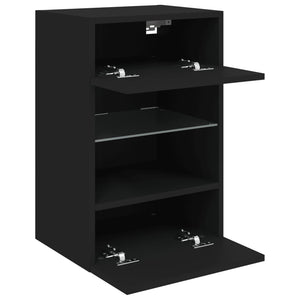 Schwarzer TV-Wandschrank mit LED