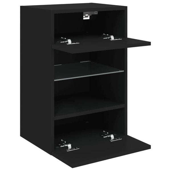 Schwarzer TV-Wandschrank mit LED