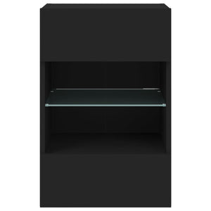 Schwarzer TV-Wandschrank mit LED