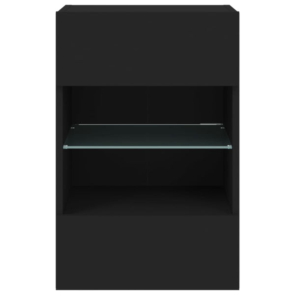Schwarzer TV-Wandschrank mit LED