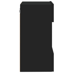 Schwarzer TV-Wandschrank mit LED