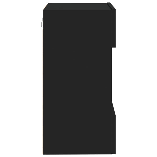 Schwarzer TV-Wandschrank mit LED