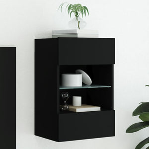 Schwarzer TV-Wandschrank mit LED