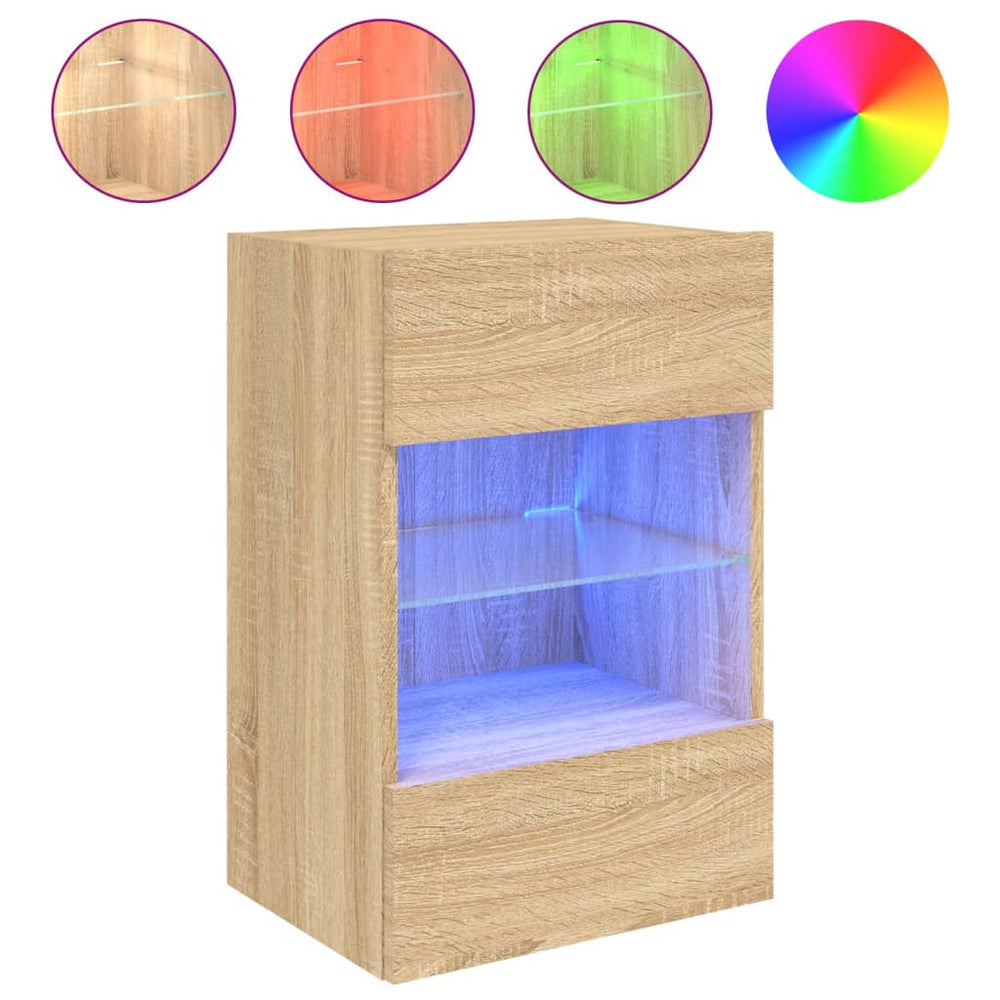 Meuble TV mural vidaXL avec éclairage LED chêne sonoma 40x30x60,5 cm