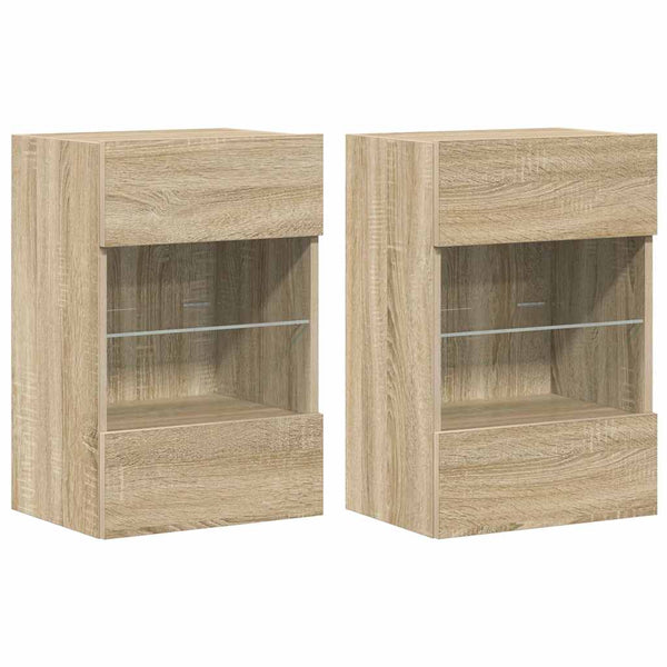 Wandschränke mit LED für TV Sonoma-Eiche 2er Set