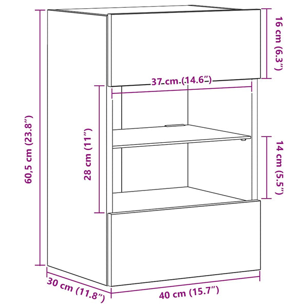 Wandschränke mit LED für TV Sonoma-Eiche 2er Set