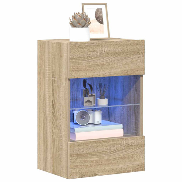 Wandschränke mit LED für TV Sonoma-Eiche 2er Set