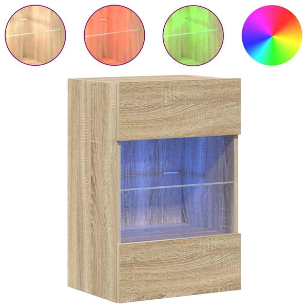 Wandschränke mit LED für TV Sonoma-Eiche 2er Set