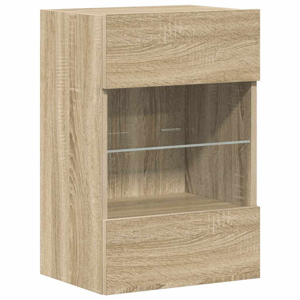 Wandschränke mit LED für TV Sonoma-Eiche 2er Set