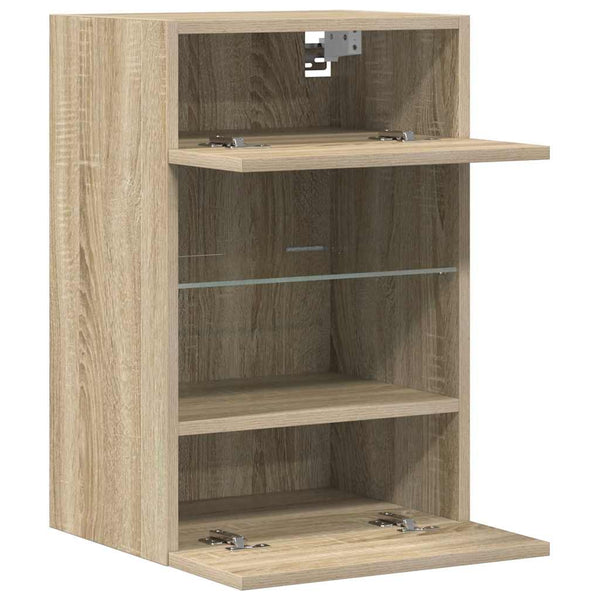Wandschränke mit LED für TV Sonoma-Eiche 2er Set