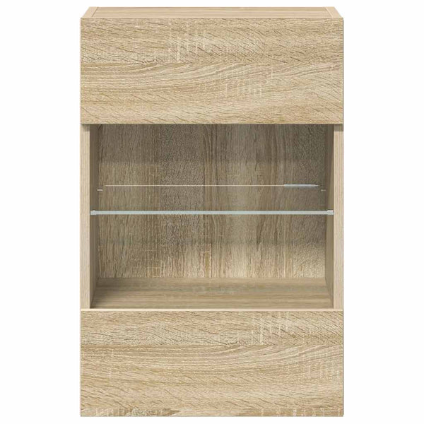 Wandschränke mit LED für TV Sonoma-Eiche 2er Set